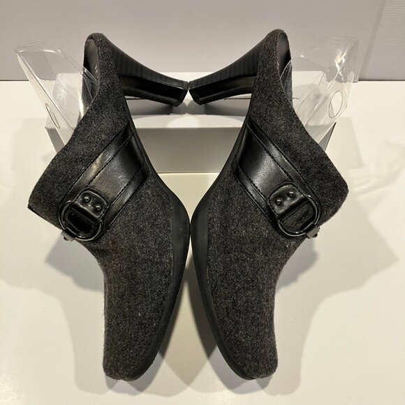 Naturalizer Gray Wool Mules Size 8.5 Wide Chunky Heel - Picture 1 of 11